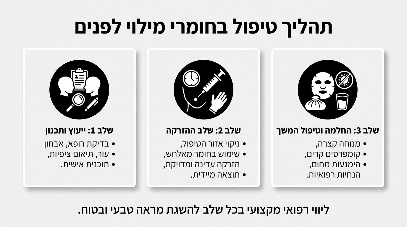 תהליך מילוי שקעים בפנים שלב אחר שלב – מהייעוץ ועד לתוצאה הסופית