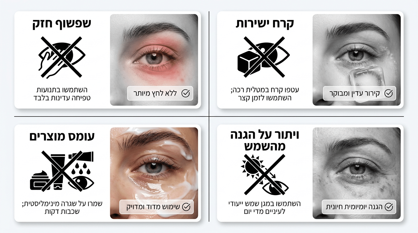 טעויות נפוצות בטיפול בעיניים עייפות שמחמירות את המראה - מדריך מומחה