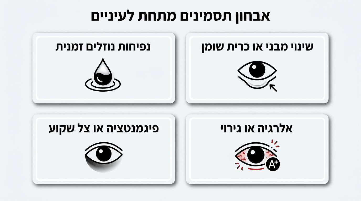 טבלת אבחון מהיר לזיהוי סוג הנפיחות מתחת לעיניים