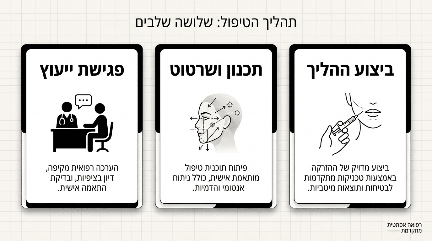 תהליך טיפול מקצועי לחידוד קו הלסת בקליניקה